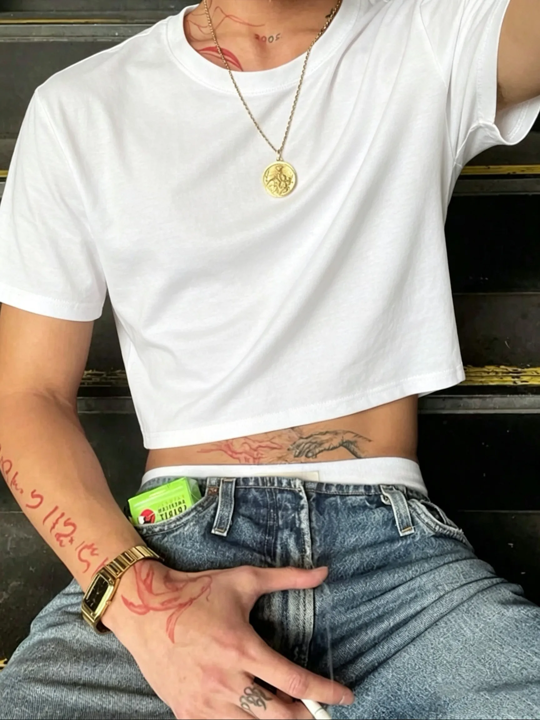 Basic All-Match T-Shirts Mens Solid Oversized Crop Top Unisex Casual Loose Short Sleeve Street Sport Tees Summer Cotton Clothes