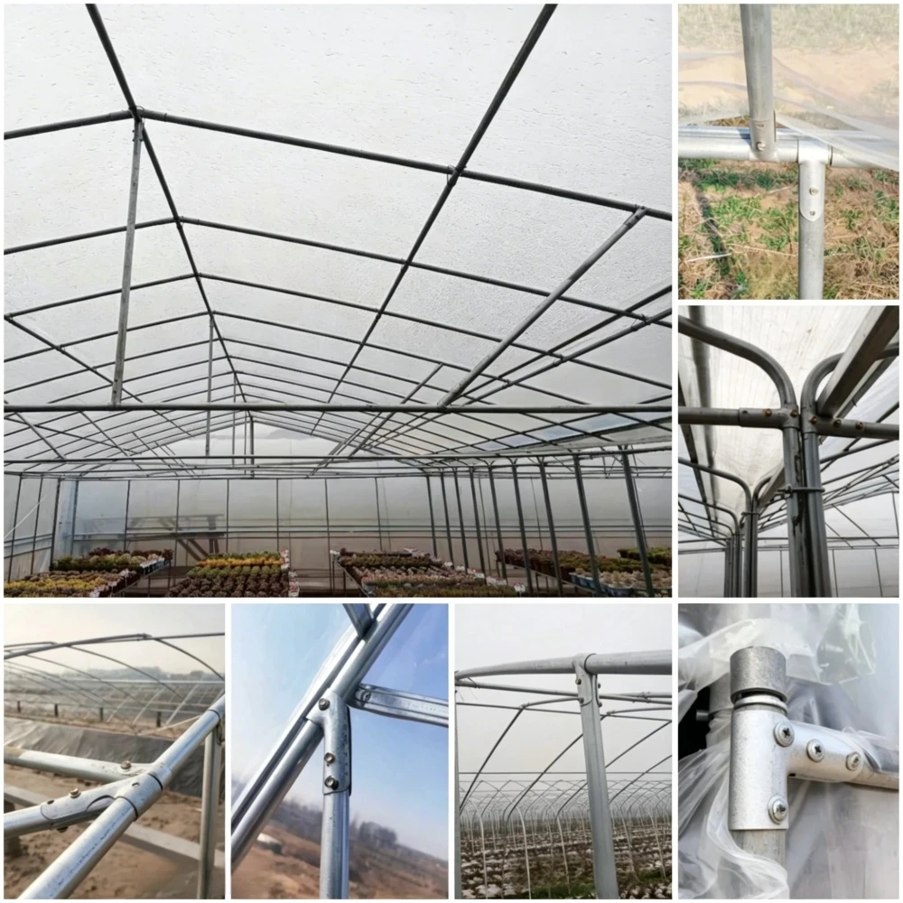 Greenhouse Steel Pipe Connector, Frame Fixing Accessories For Breeding Greenhouse, 45°/60°/90° T-shaped Pipe Connecting Clamp