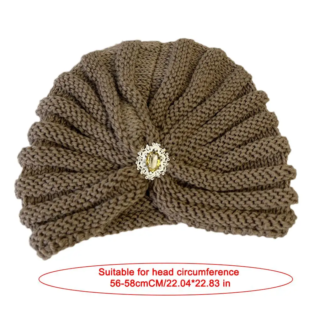 New Knitted Hat Set Thick Warm Skullies Beanies Hats For Women Ethnic Hat With Bits On Headband Earmuffs Hat