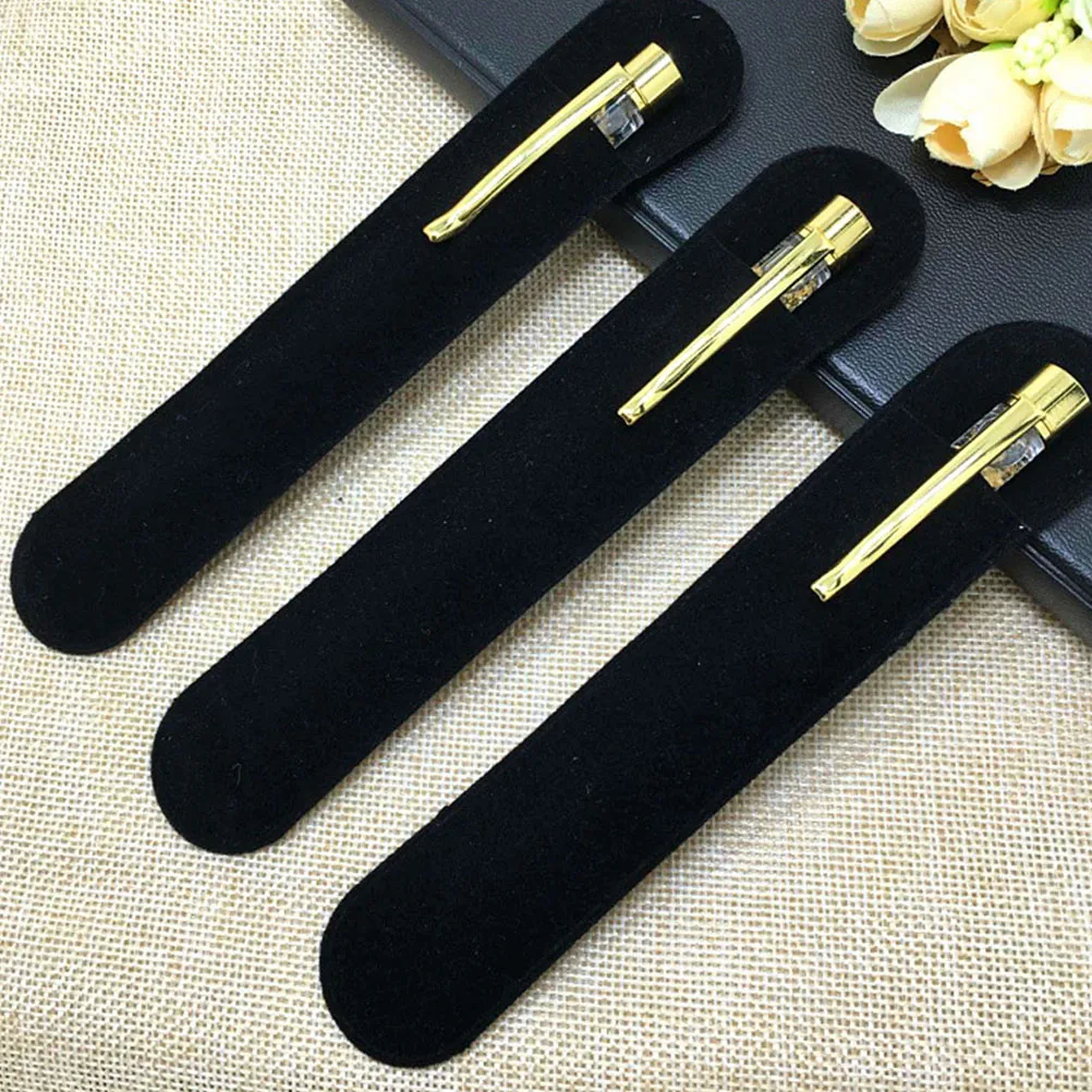 

40pcs Fleece Pen Bags Small Lightweight Protective Pouch Case Organizer Cute Black Single Pocket Storage Travel Gift Students