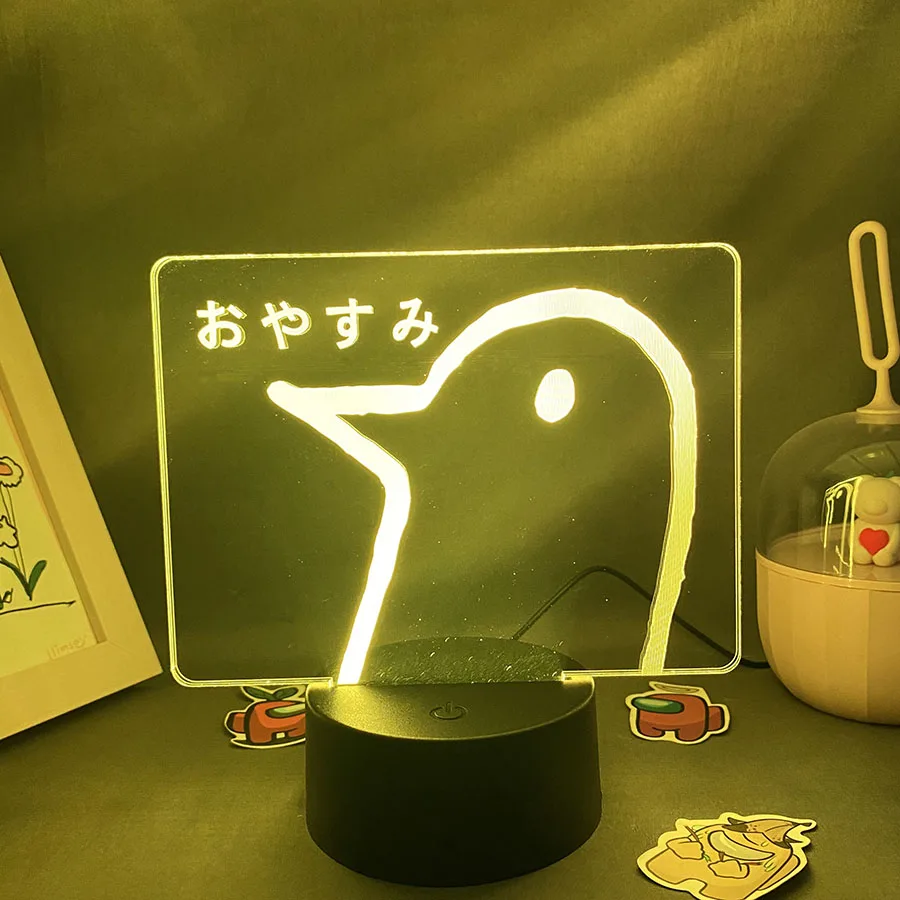 

Anime Oyasumi punpun Characters Duck 3D LED Neon Night Lights Birthday Gift for Friend Otaku Bedroom Table Decor Manga Lava Lamp