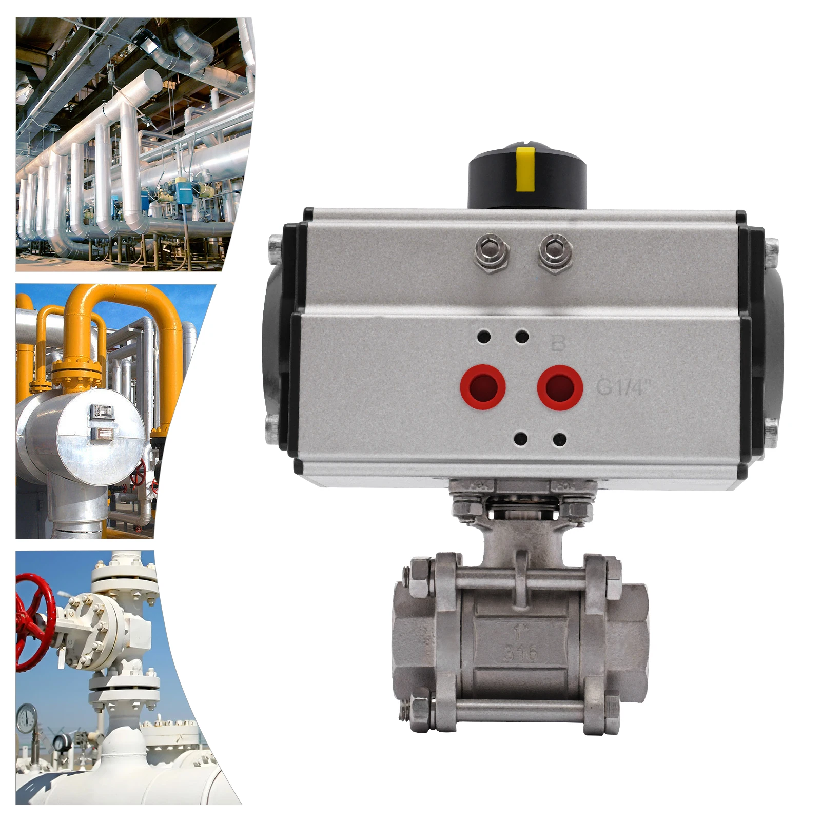 

1" NPT Pneumatic Ball Valve, Single-acting Pneumatic Air Actuated Ball Valve, Stainless Steel Pneumatic Actuated Ball Valve