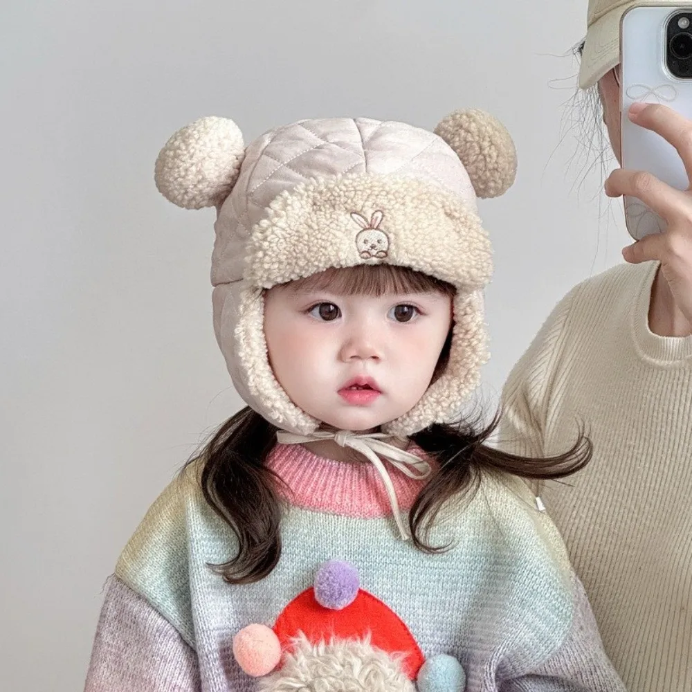 

Cute Lamb Fleece Cap Ear Protection Lined Toddler Earmuffs Beanie Winter Warm Windproof Bomber Hat