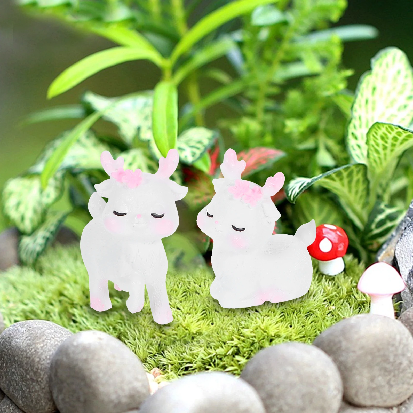 

20Pcs Deer Figurines Miniature Resin Animals Creative Landscape Garden Decoration Small Animal Ornaments
