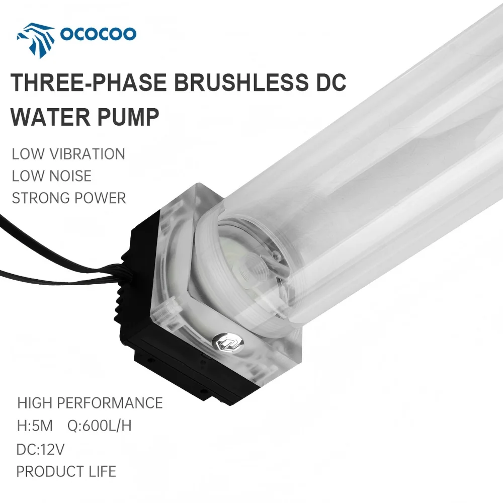 Fotografia 4: Combo de Bomba e Reservatório de Refrigeração Líquida OCOCOO para PC, DC 12V, 600L/H, Elevação de 5M, Cooler Líquido Silencioso Trifásico Sem Escovas para Computador DIY P67D
