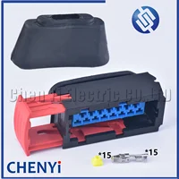 1 Juego de conector impermeable automotriz hembra de 15 pines y 3,5mm, conector de lámpara automática, enchufe de luz de faro 144980 -1 Para Citroen Peugeot