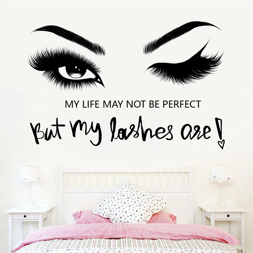 Beautiful Lash For Salon With Butterfly Wall Sticker Pvc Wall Art Stickers Modern Fashion Wallsticker For Hairdress Shop