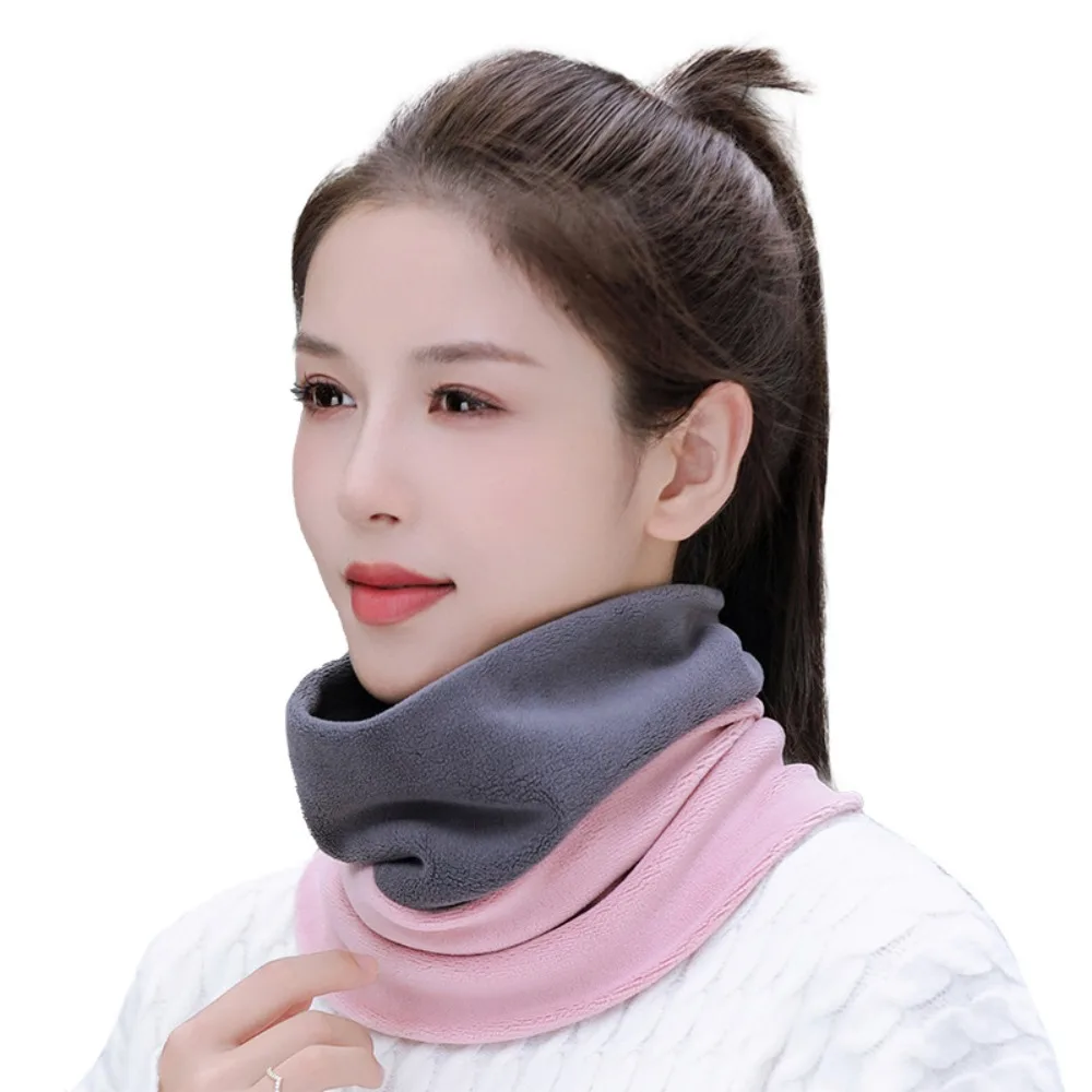New Thickened Warm Scarves Plush Solid Color Neck Gaiter Cold-proof Collar Outdoor Sports