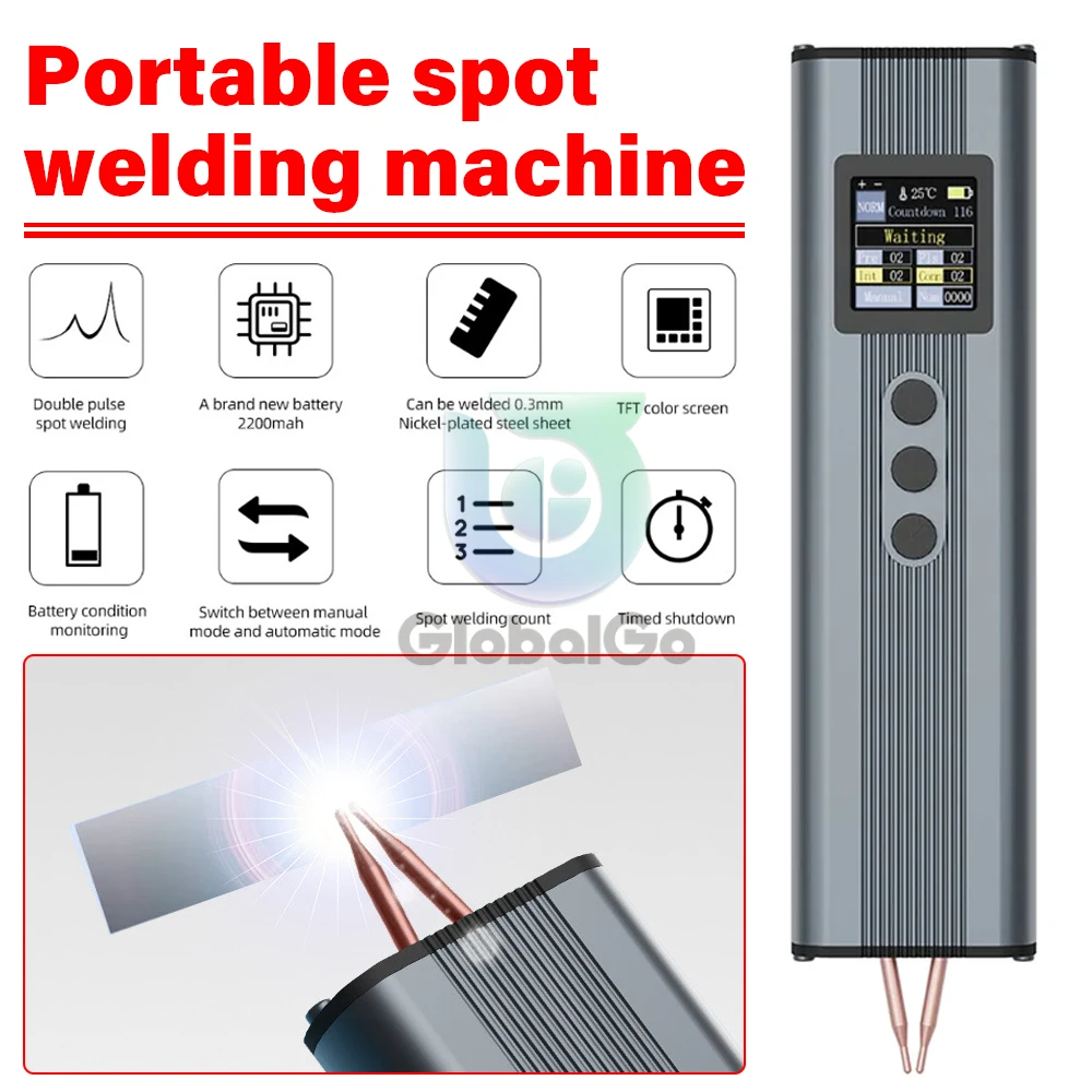 2200mAh Battery Spot Welder 11 Gears Adjustable Mini Portable Handheld Digital Display Spot Welding Machine Automatic Manual