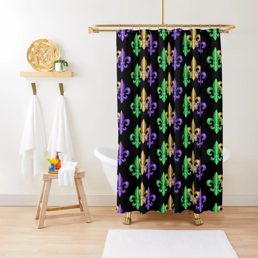 

Green Gold and Purple Fleur-de-Lis Symbols Shower Curtain Bathroom Shower Set Funny Shower Toilet Accessories Bathroom Curtain