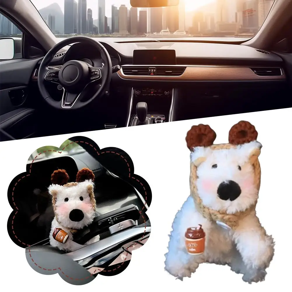 Car Pendant Kawaii Dog Doll Ornaments Car Wiper Turn Decoration Clutch Pendant Interior Signal Plush Puppy Switch Auto Deco M0K4