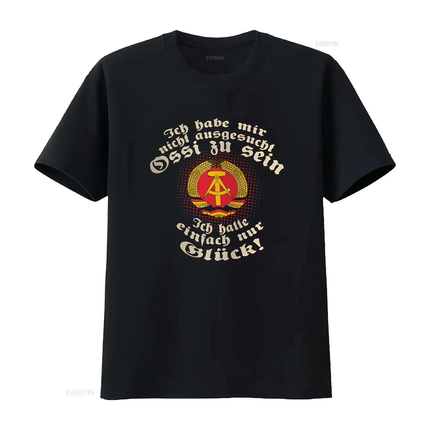 Mens German Democratic Republic Emblem Ossi T Shirt with Lucky Sayings Funny for Men vintage Washed homme Top For Everyday Wear