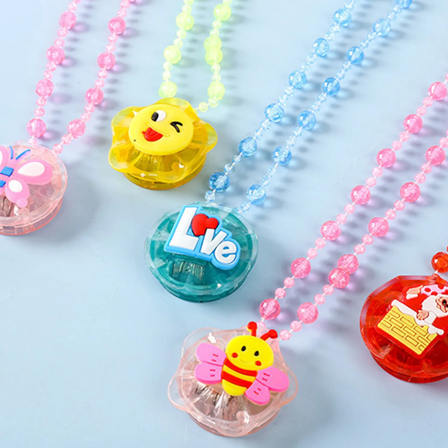 1Pcs Children's Luminous Necklace Led Glitter Acrylic Bead Pendant Toy Girl Birthday Party Props Pendant Necklace Gift image 5