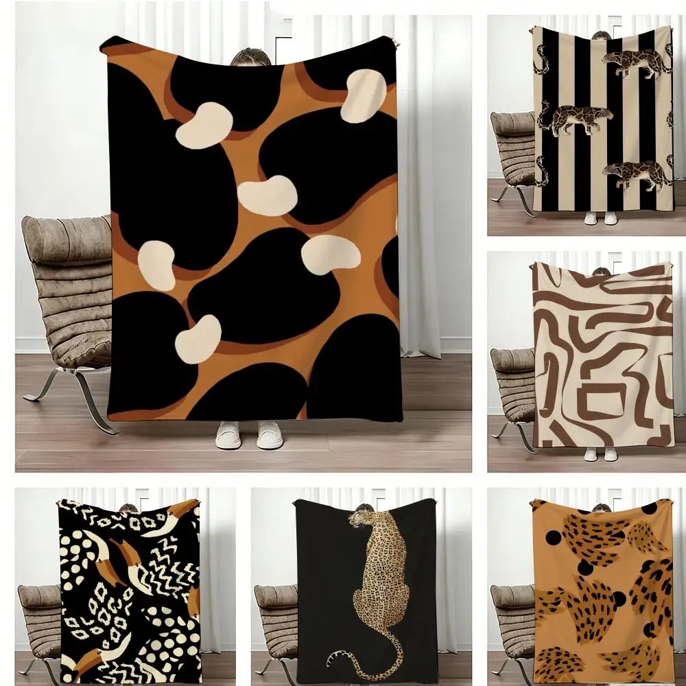 Manta de Franela Ligera con Estampado de Leopardo Americano V-Vintage, Suave y Agradable al Tacto, Ideal para el Verano