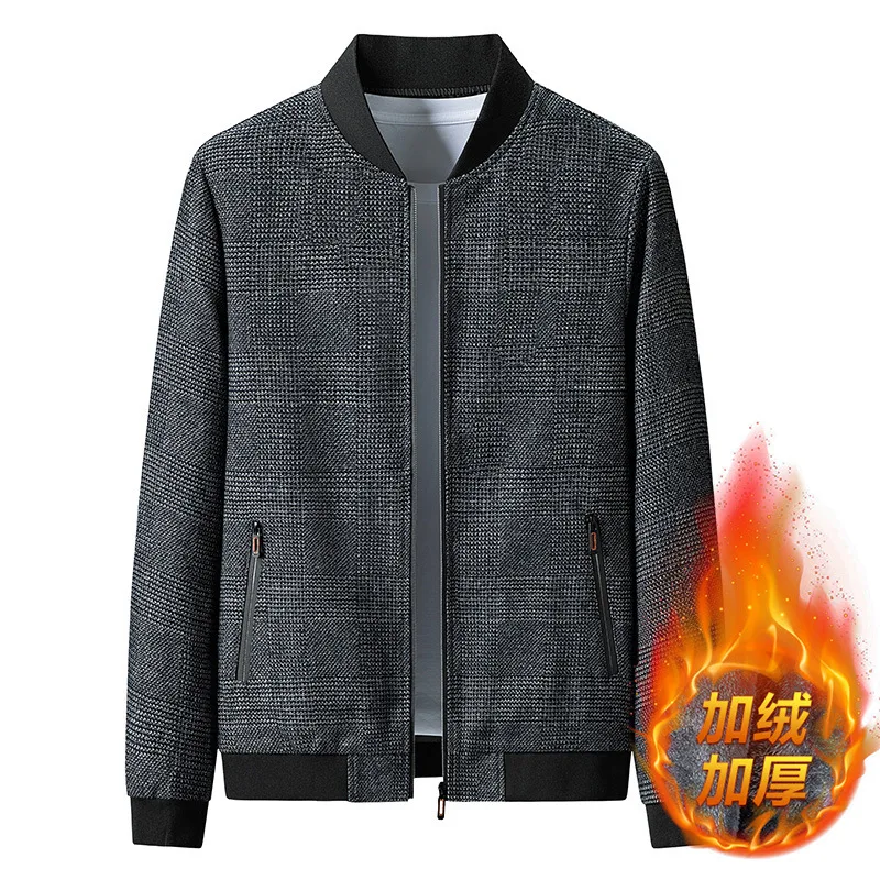 

Spring And Autumn New Casual Fleece Thickened Fashion Jacket Men's Baseball Collar Top