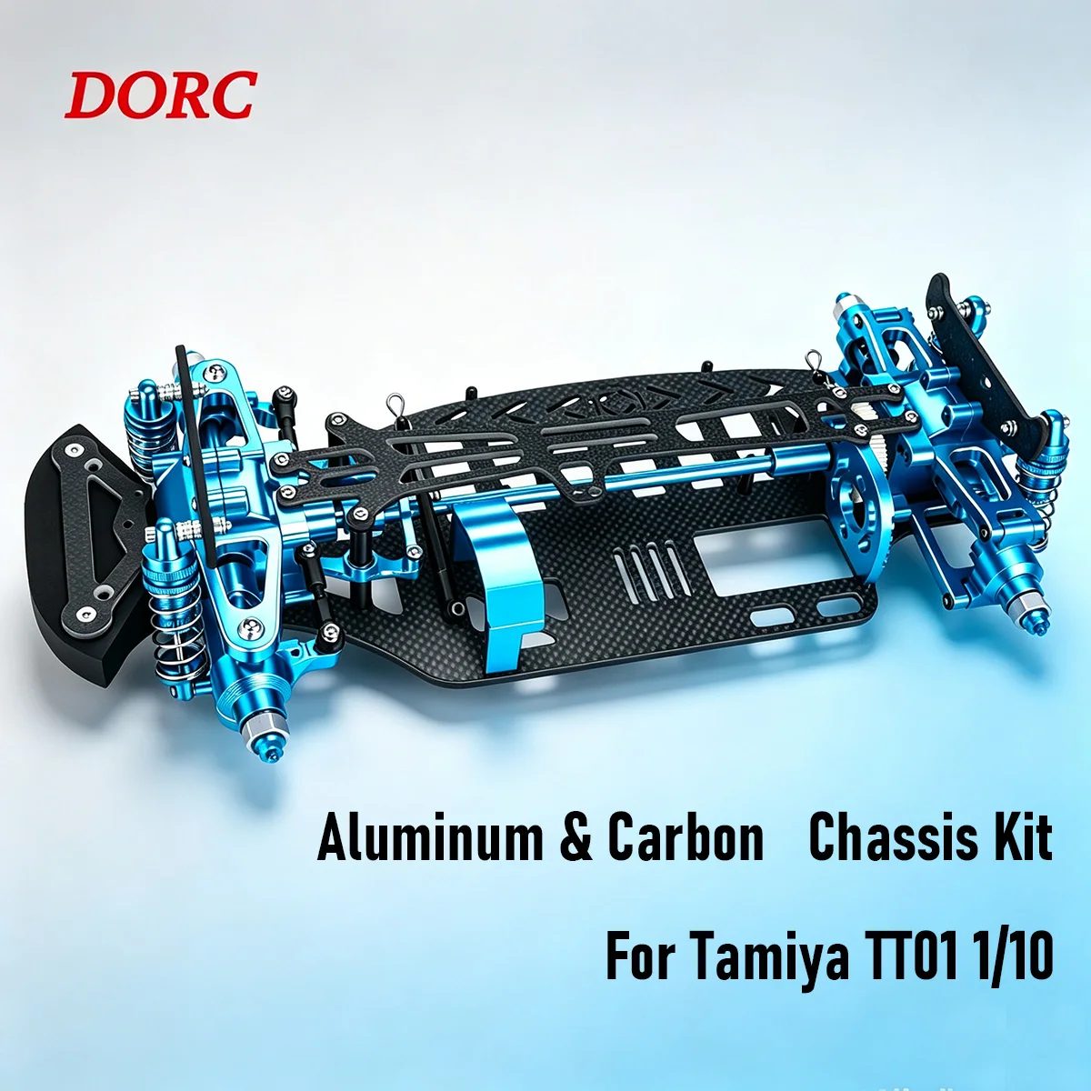 Aluminum & Carbon Fiber Chassis Kit w/ Shocks Belt Drive for Tamiya TT01 1/10 RC Car – DIY Upgrade Parts