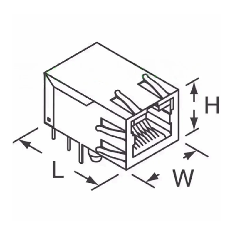 JK0-0017 1 Port RJ45 Magjack Connector Through Hole 10/100/1000 Base-T, AutoMDIX JK0-0017NL