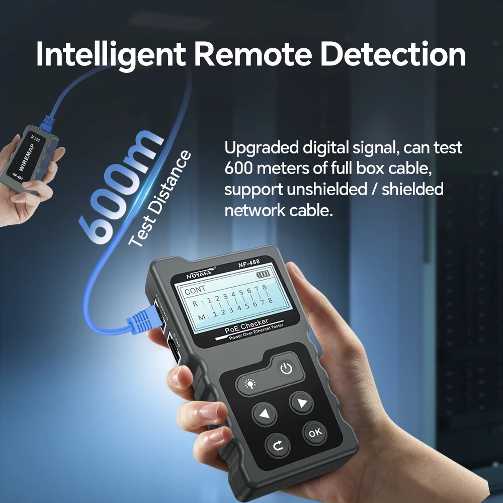 NOYAFA PoE Network Cable Tester NF-488 RJ45 Cable Tracker LCD Voltage Polarity Loop Test for Switch IP Camera