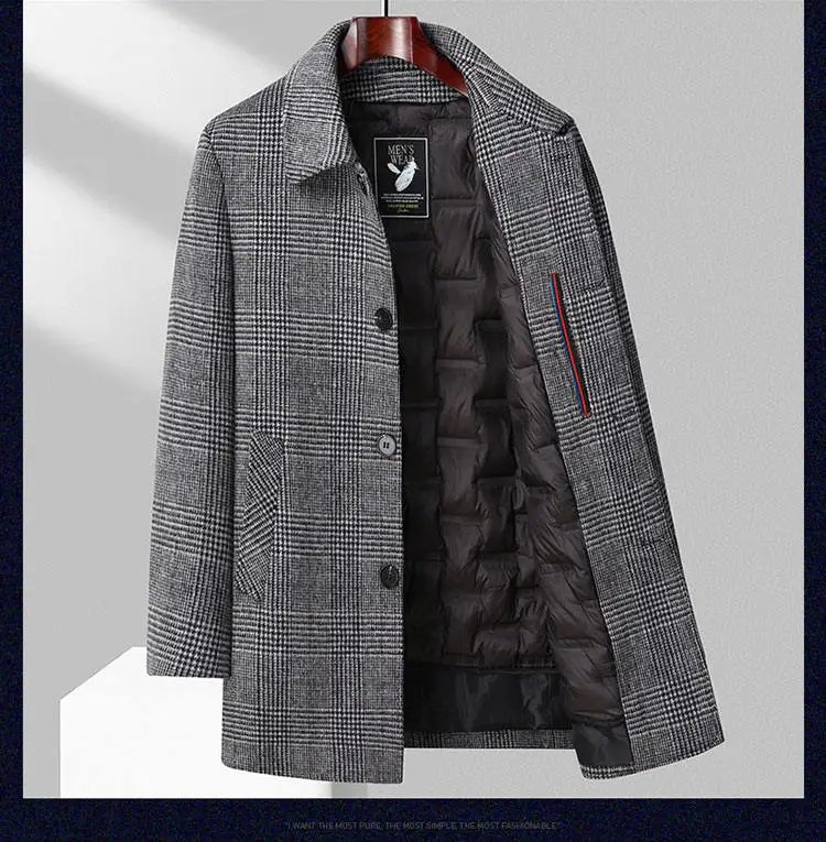 2026 new arrival winter removable down liner wool coat,mens fashion thicken warm parkas trench coat casual woolen jackets men