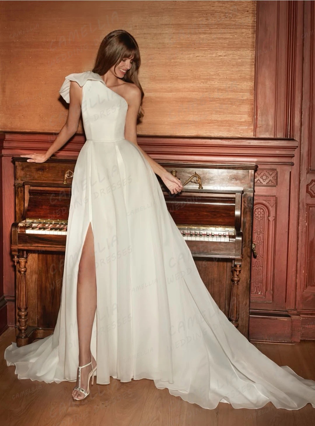 Simple Wedding Dresses A Line Women's Sexy One Shoulder Side Split Backless Bridal Gowns Party 2026 Vestidos De Novia Customized