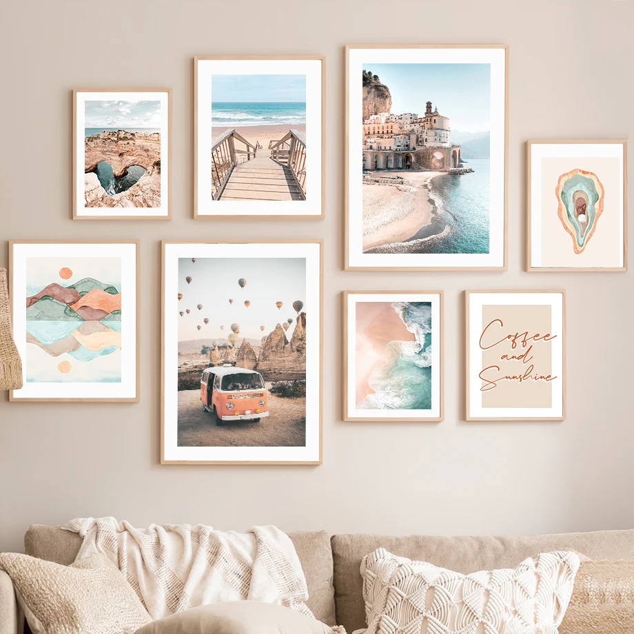 

Beach Castle Car Stairs Sea Shells Quotes Wall Art Canvas Painting Nordic Posters And Prints Wall Pictures For Living Room Decor