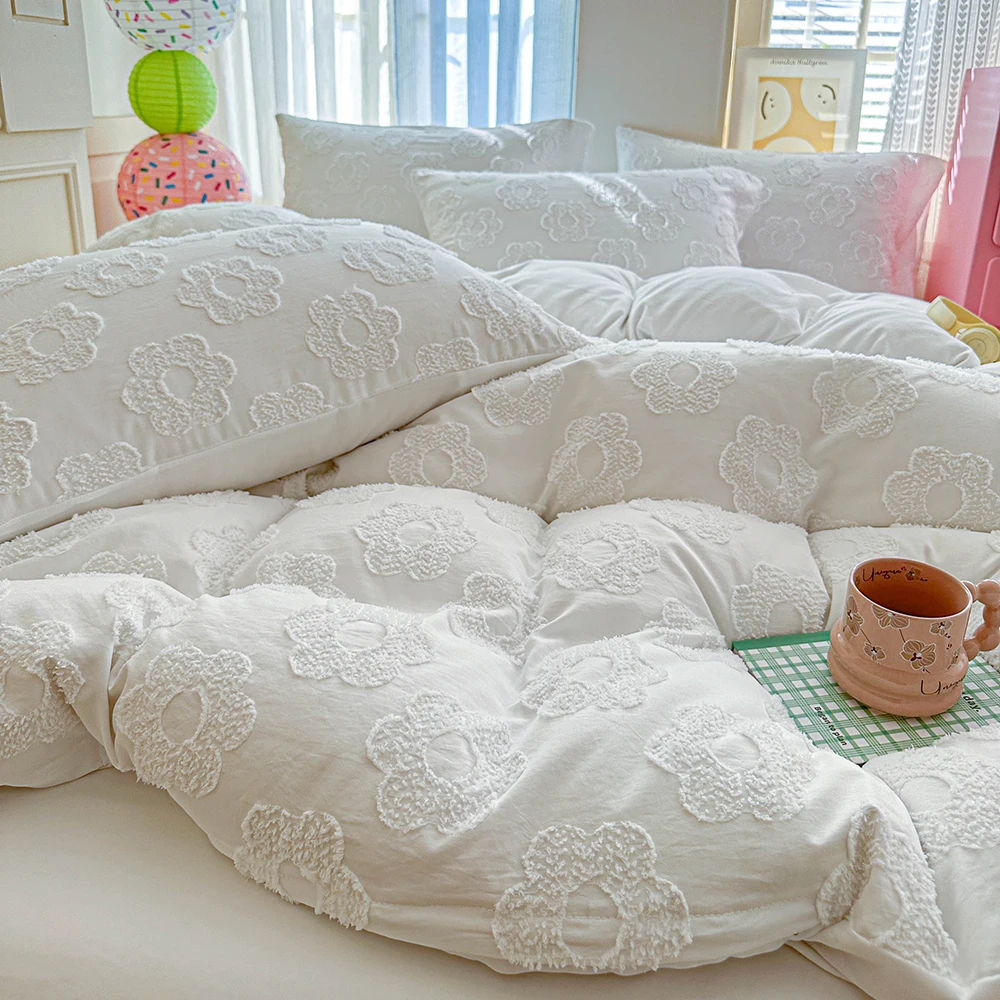 Duvet Cover Bedding Set Twin Full Queen King Size 135x200 Nordic Quilt Cover 240x220 Double Single Bow Daisy Bed Linen 200x200