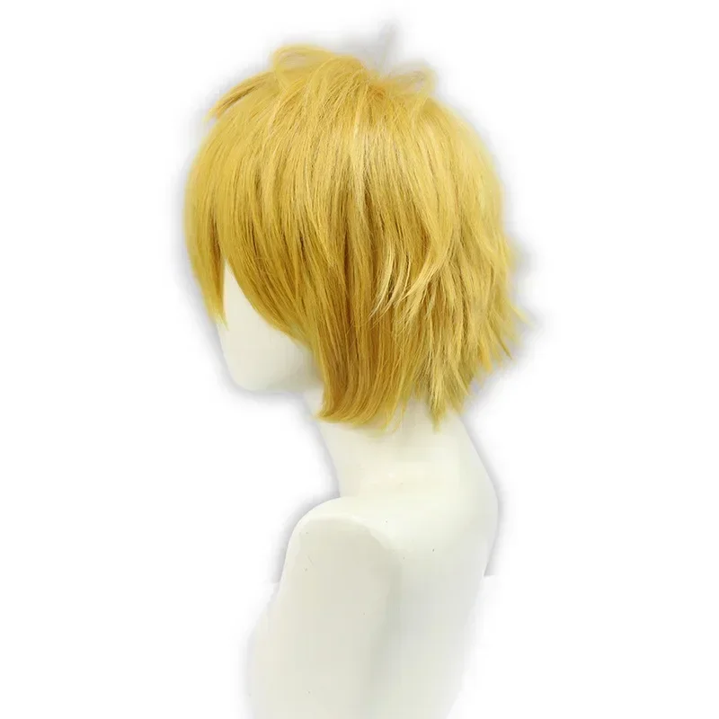 Golden Yellow/Light Orange Golden Denji Cosplay Wig Anime Chainsaw Man Denji Wigs 30cm Hair With Eyes Patch Props Men