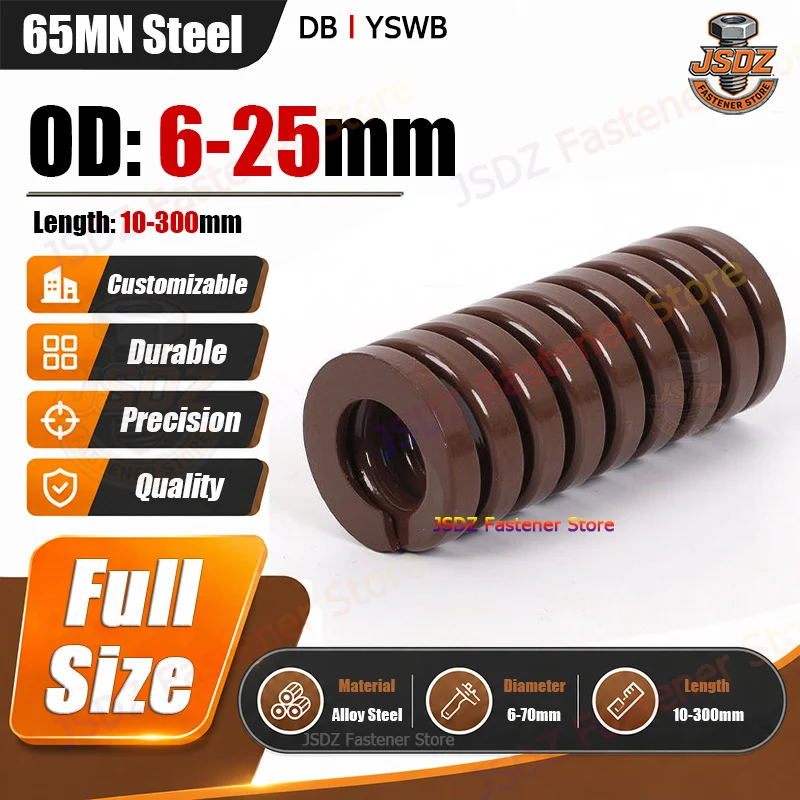 

1pcs Brown Mold Spring OD 6/8/10/12/14/16/18/20/22/25mm Loading Die Compression Spring Length 10-300mm Flat Wire Sping DB/YSWB