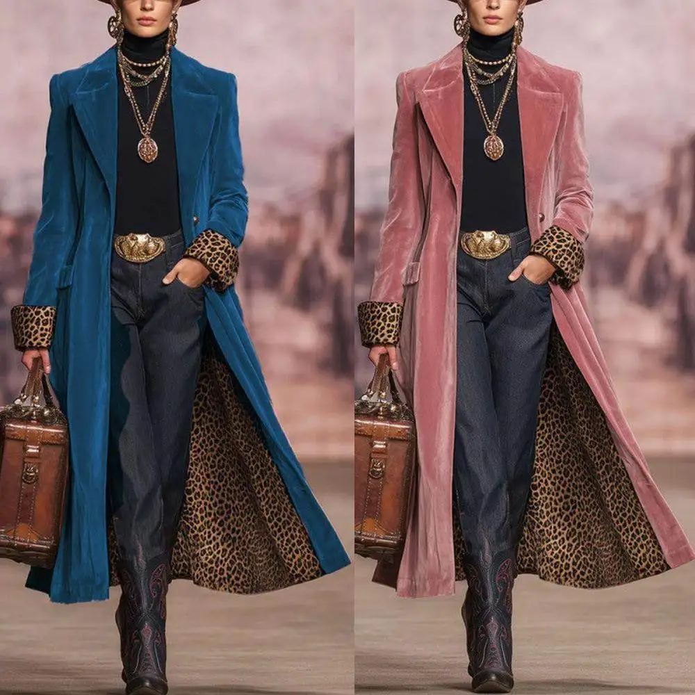 

Autumn Winter Gold Velvet Long Suit Jacket Female Commute Style Splicing Lace Color Collision Independent Station New Arrival