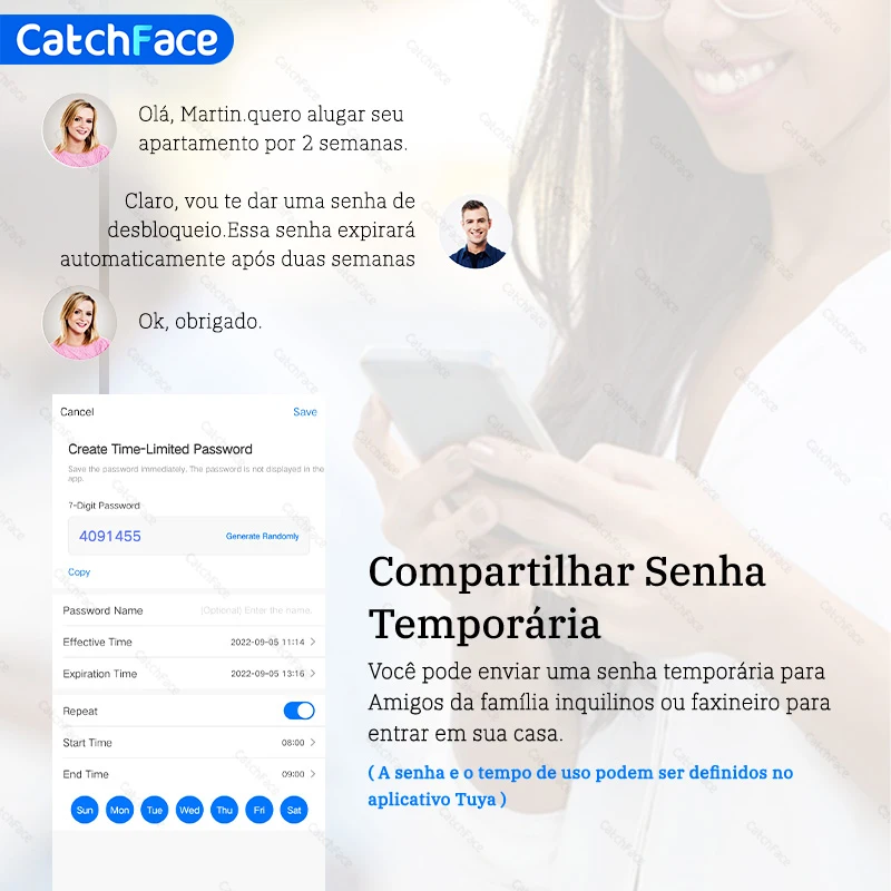 Fechadura inteligente para porta, brasil, tuya, voz portuguesa, fechadura eletrônica digital, bluetooth, aplicativo, senha de impressão digital,