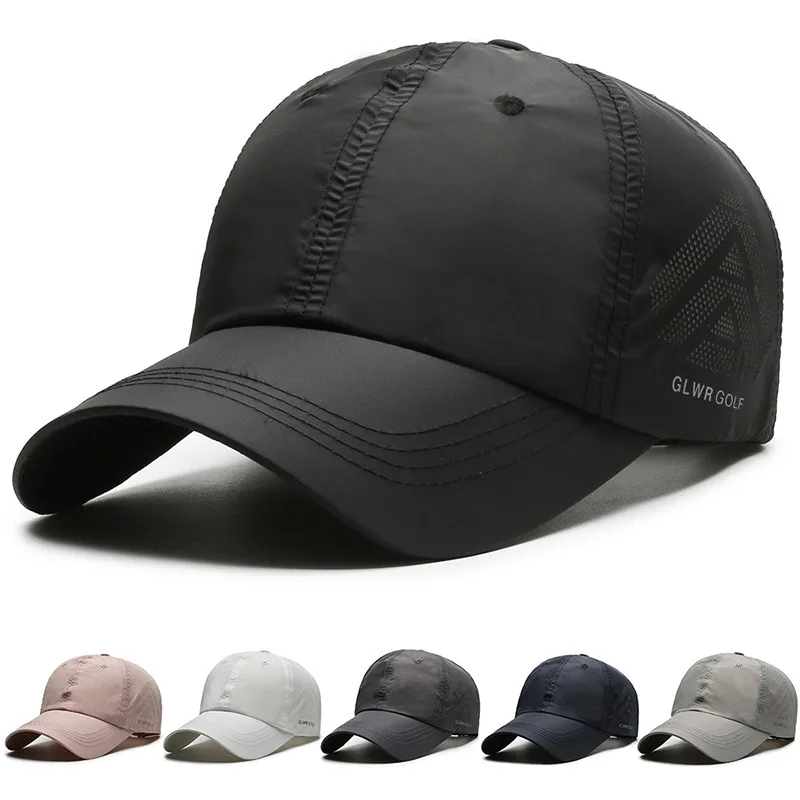 Gorra de béisbol de secado rápido para hombre y mujer, visera impermeable transpirable de malla de alta calidad, gorra Snapback ajustable para