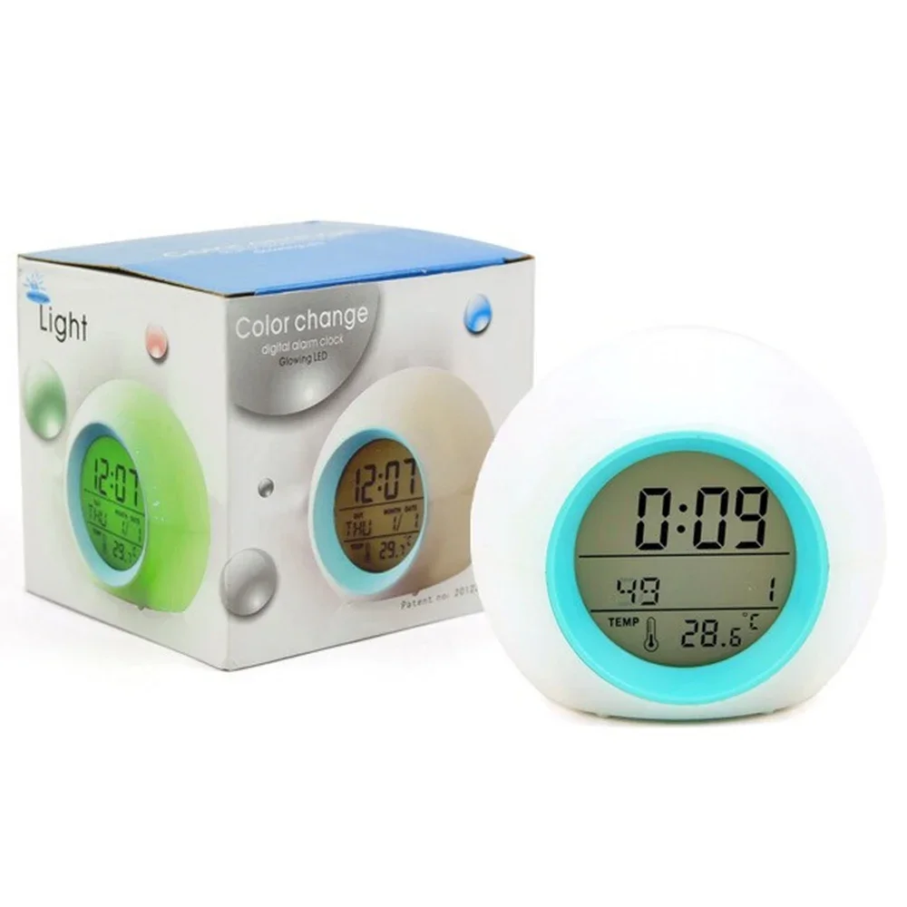 Touch Sensing Digital Alarm Clock Sunrise Sunset RGB LED Wake Up Lights With Colorful Light Snooze Mode Nature Sound