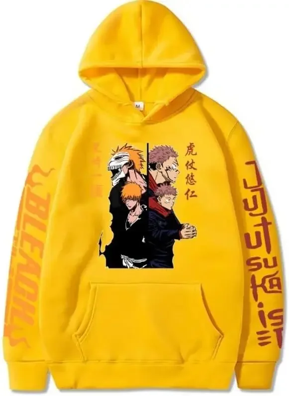 Anime Jujutsu Kaisen Hoodie Men/Women Itadori Yuji Print Sweatshirts Bleach Kurosaki Ichigo Pullovers Streetwear Unisex