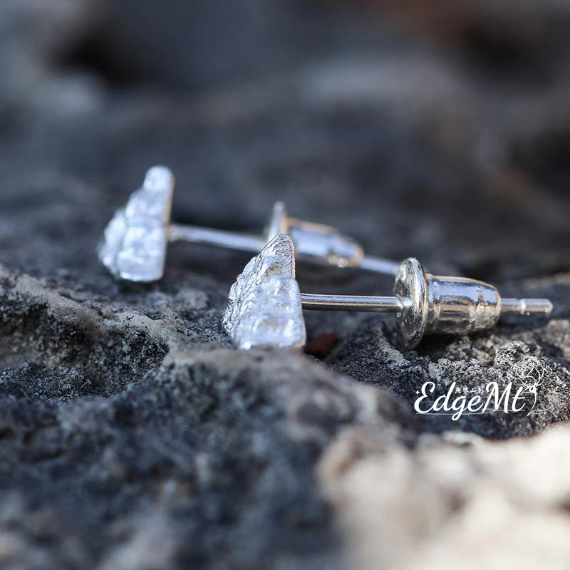 Handcrafted Snow Mountain Element Earrings, Retro Design, Unisex Versatile Jewelry