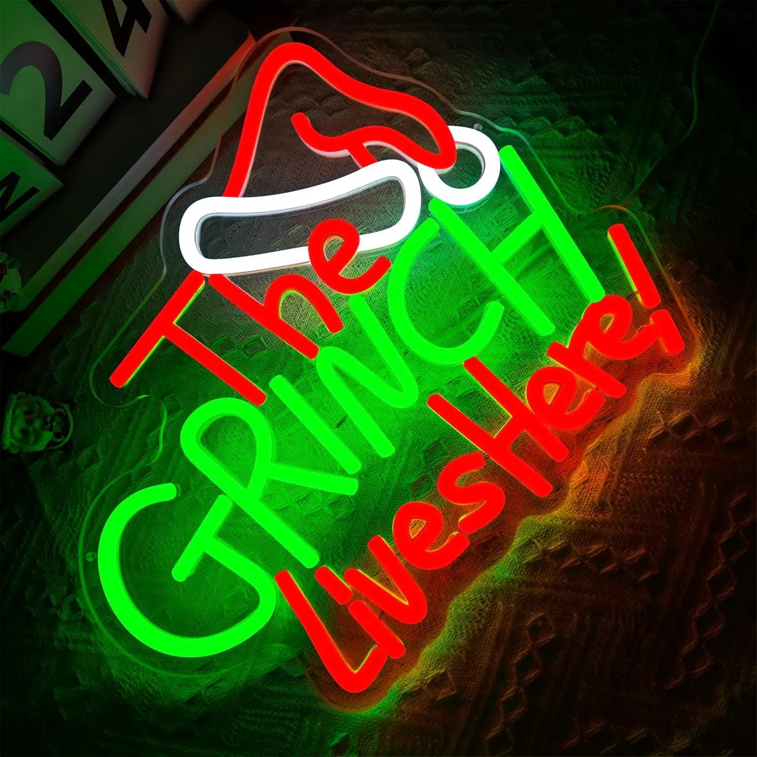 عش هنا علامة النيون عكس الضوء عيد ميلاد سعيد LED علامة للنافذة الداخلية غرفة نوم الزفاف بار هدية حفلة #2