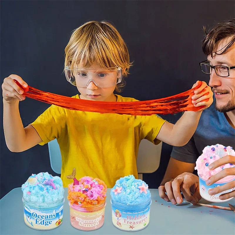 100 مللي المحيط الكرتون زبدة الوحل عدة-الأزرق الوردي سحر الوحل لينة رقيق المعجون DIY الحمأة عيد الميلاد هدية عيد ميلاد اللعب