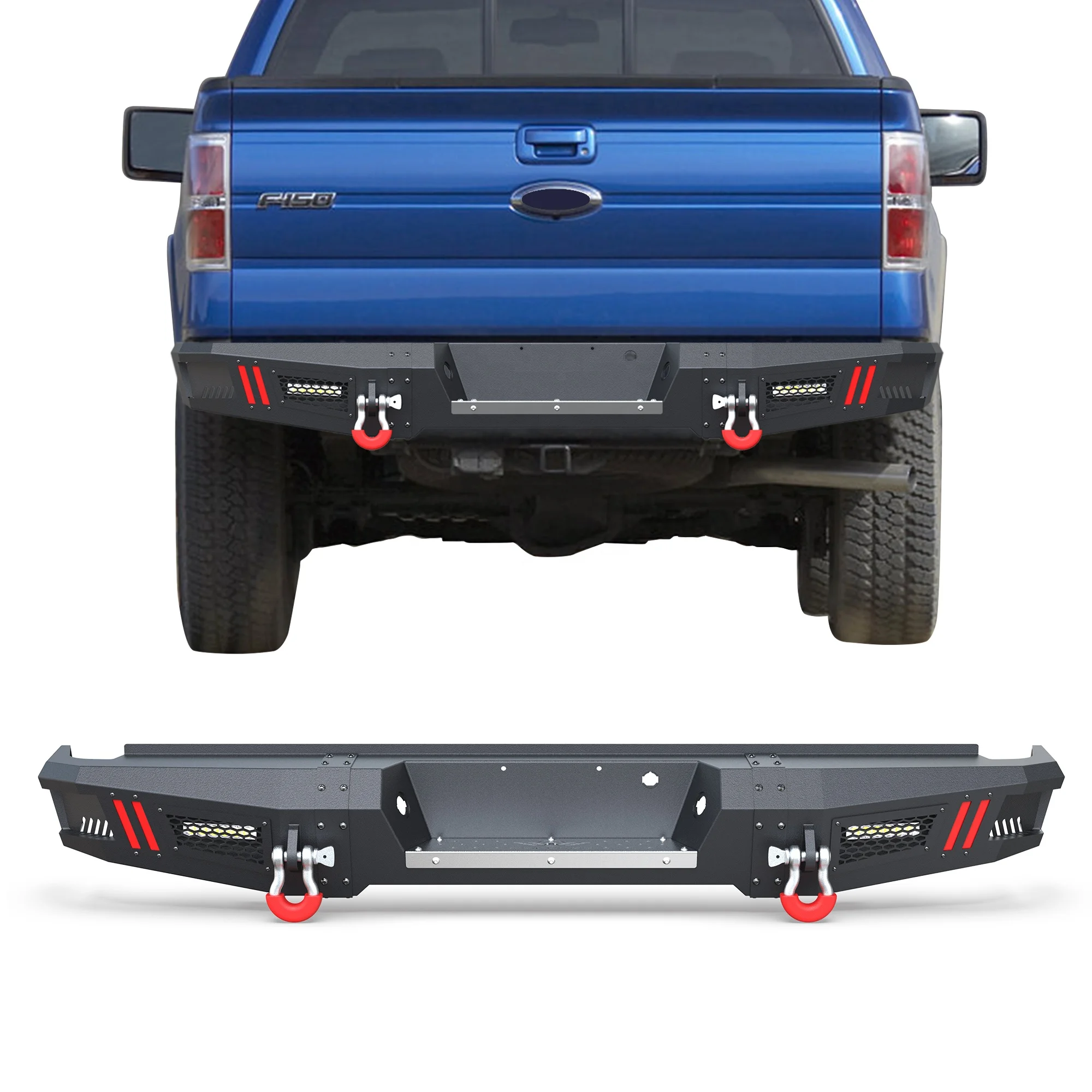 

Bumper Bar with 3 Steps,2x18W LED Lights for 2009-2014 Ford F-150 (Excluding Raptor), Textured Black F-150 Rear Bumper