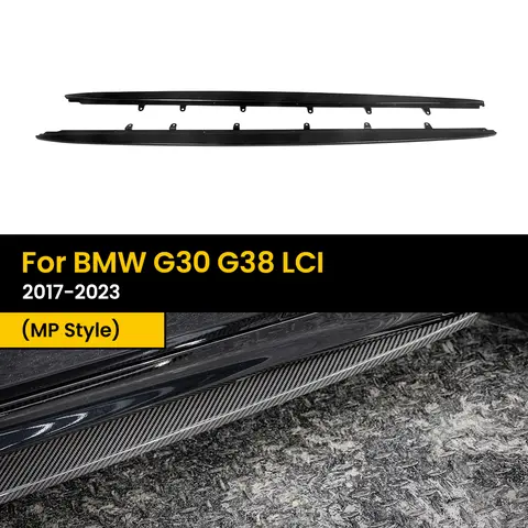 BMW G30 G31 F90/F90 LCI MP 스타일 2017-2023 2 개/대 용 실제 건식 탄소 섬유 사이드 스커트 BMW G30 G31 F90/F90 LCI MP 스타일 2017-2023 2 개/대 용 실제 건식 탄소 섬유 사이드 스커트