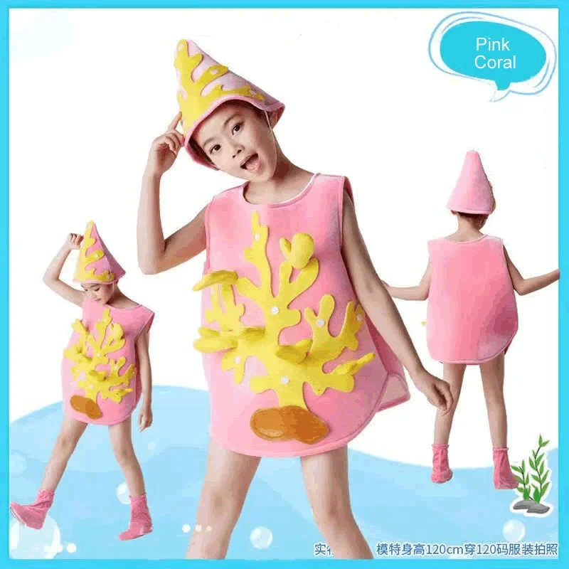 Kids Cosplay Coral Costume Jumpsiuts Children‘s Performance Marine Animals Clothing Starfish Shell Lobster Crab Dancing Dress