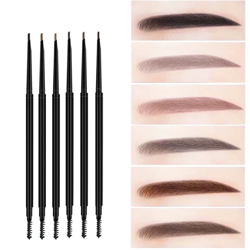 Stylo rotatif à double tête pour les yeux, maquillage naturel, super fin, imperméable, durable, noir, marron, propre étiquette privée