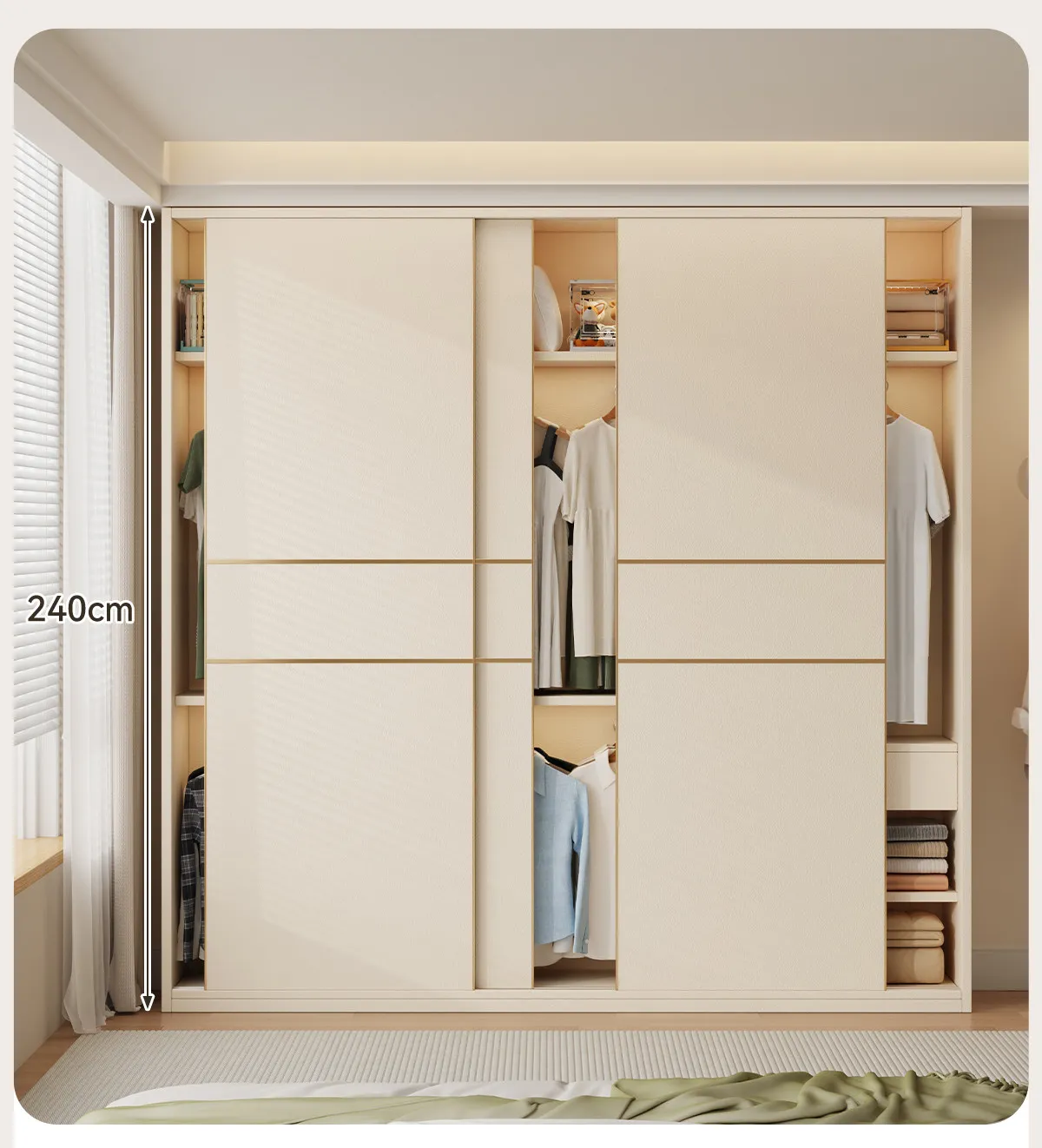 P6/29   medieval ultra-thin wardrobe small apartment bedroom sliding door solid wood wardrobe
