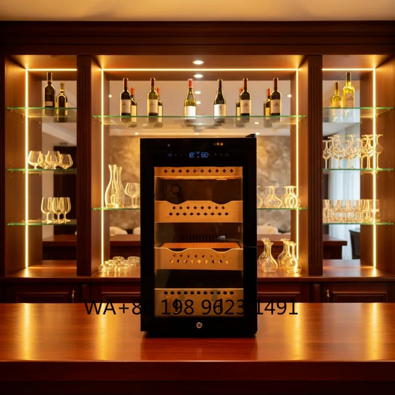 

Portable Electric Cigar Humidor Wine Cabinet Combo Constant Temperature Humidity Control Luxury Cellar