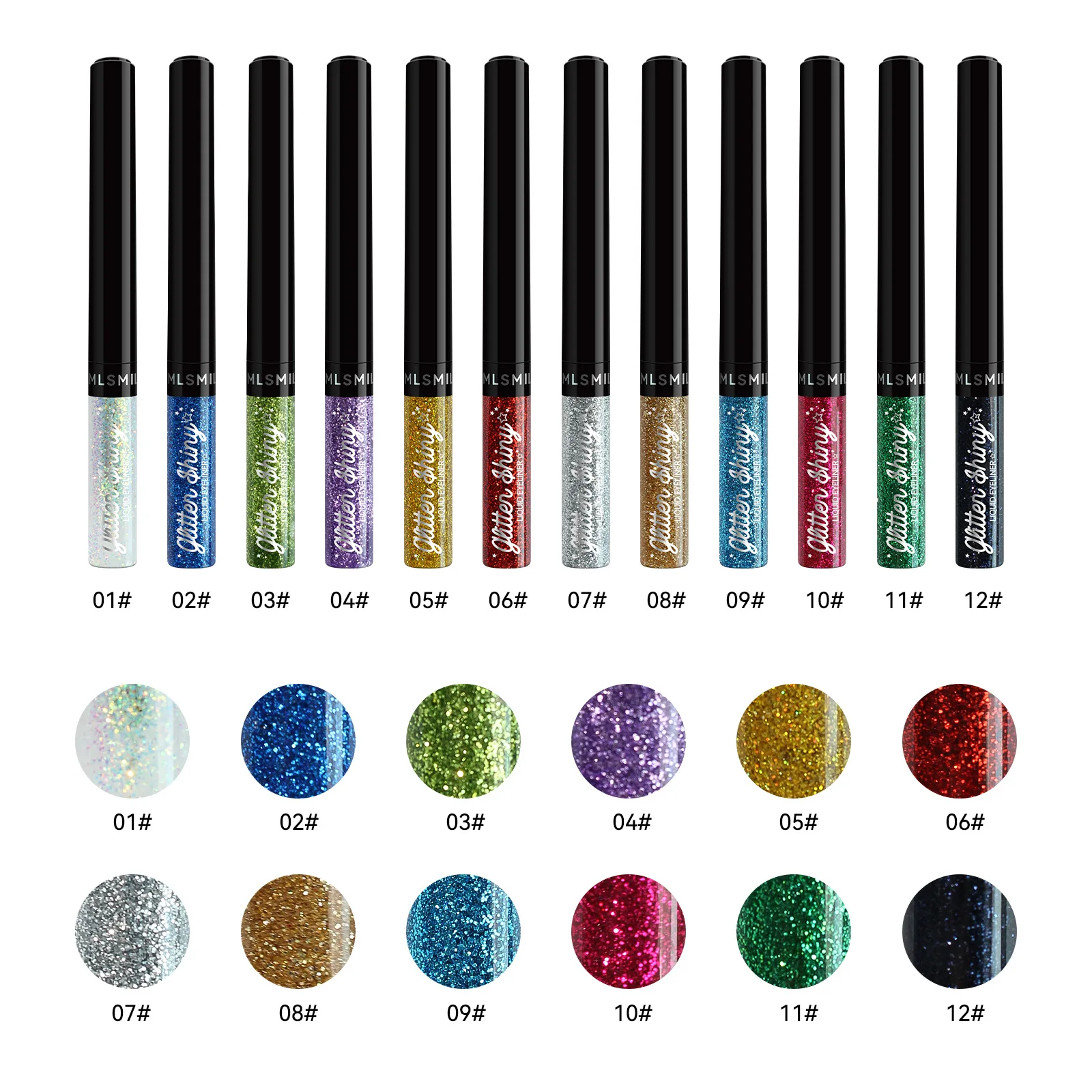 MLSMILE 6 pcs Pearl Liquid Eyeliner Flash Color Glitter Eyeshadow Long-lasting Waterproof Non-Smudgy Eyeliner Set