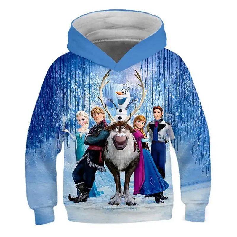 New Autumn Frozen Series Co-branded Printed Thin long-sleeved Hoodie For Boys And Girls Fashionable And Sunny loose Sweatshirt