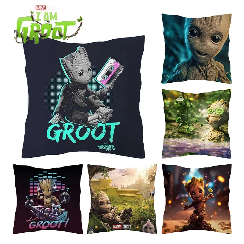 Наволочка с героями Диснея Marvel Groot, наволочка с героями мультфильмов, украшение для спальни, дивана, домашняя наволочка, подушка, симпатичный подарок для детей и взрослых, новинка