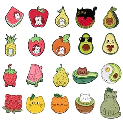 Cartoon Cute Fruit Cat Combination Set Brooch Enamel Pin Custom Decorative Brooches Ornaments Lapel Bag Badges Jewelry Gifts Pin
