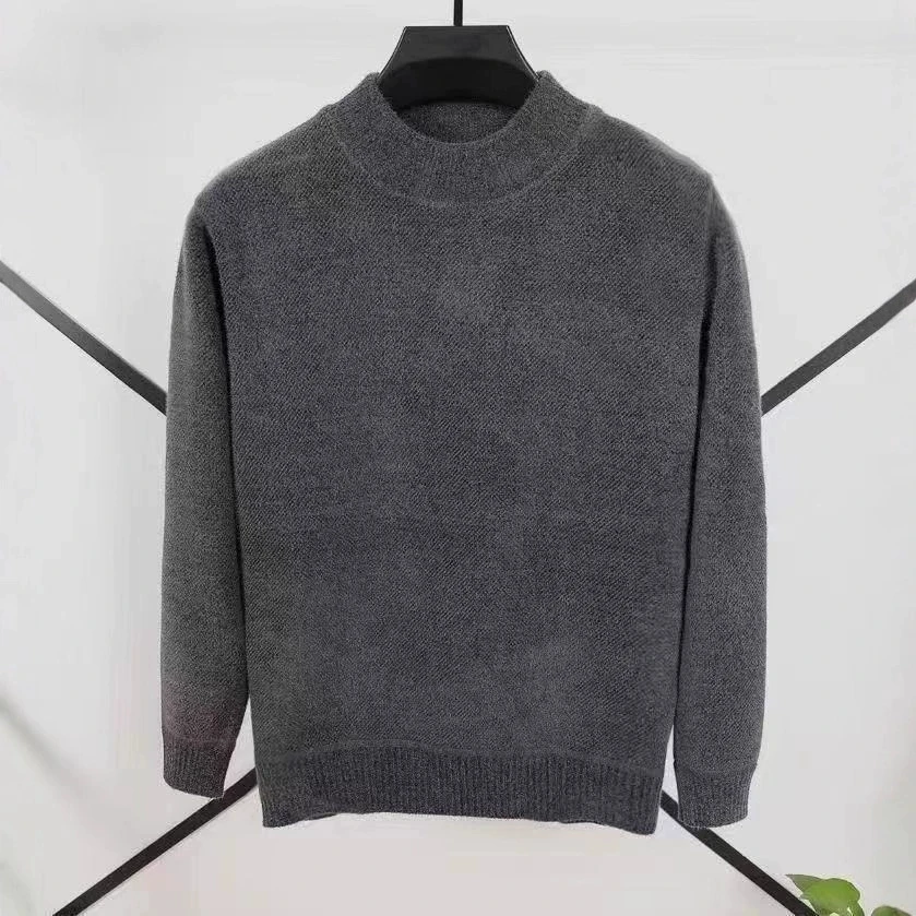 

2025 зимний теплый свитер, мужской тонкий мягкий флисовый пуловер с круглым вырезом, однотонный вязаный бархатный свитер для мужчин