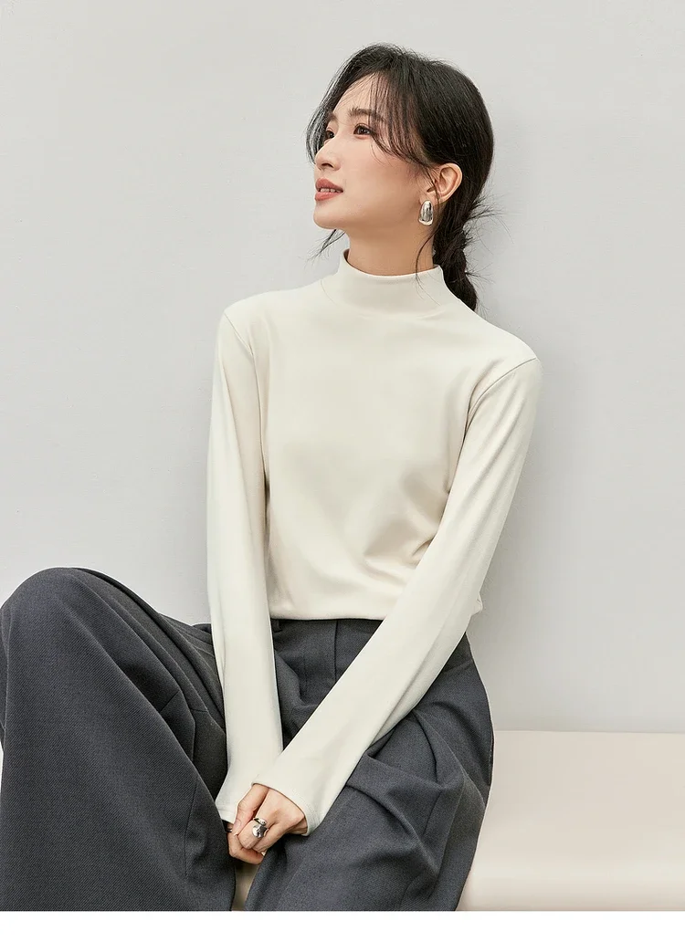 SENTUBILA Stand Neck Knitted Pullovers for Women 2024 Winter Straight Casual Long Sleeve Simple Basic Female Clothing W44S57115