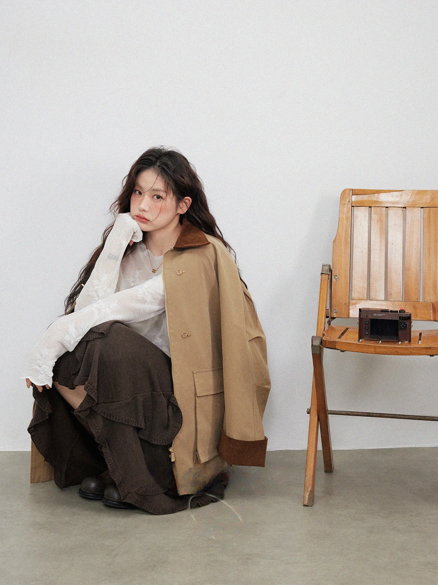 

Женское пальто-жакет больших размеров в стиле ретро с цветными блоками, свободного кроя, осенне-зимнее, новое, модное, повседневное, с завышенной талией, из полиэфирного волокна