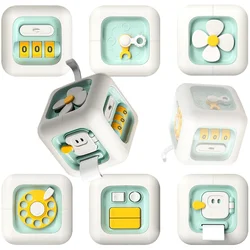 Montessori Baby Cube Toys Sensory Busy Board Fine Motor Skills Activity Cube ， 6 in 1 Multipurpose Educational Learning Toys